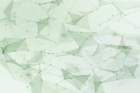 A soft pale green backdrop features translucent polygons and fine connectin.. 스톡 일러스트