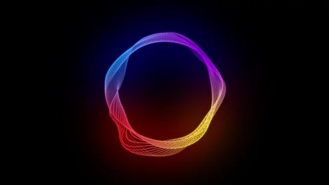 Soft Particle Explosion Color Ring, Silky Flowing Lines and Gentle Waveform Stock Footage 319545681