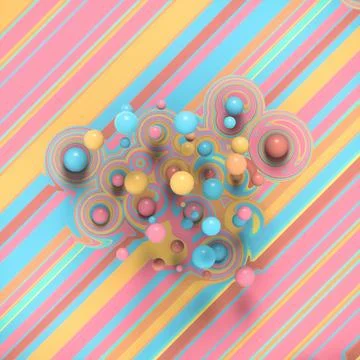Soft Pastel 3D Abstract Background with Floating Colorful Spheres Stock Illustration