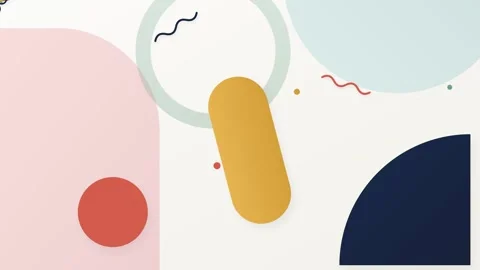 Soft pastel abstract arrangement of rounded geometric forms and wavy lines .. 動画素材 336365216