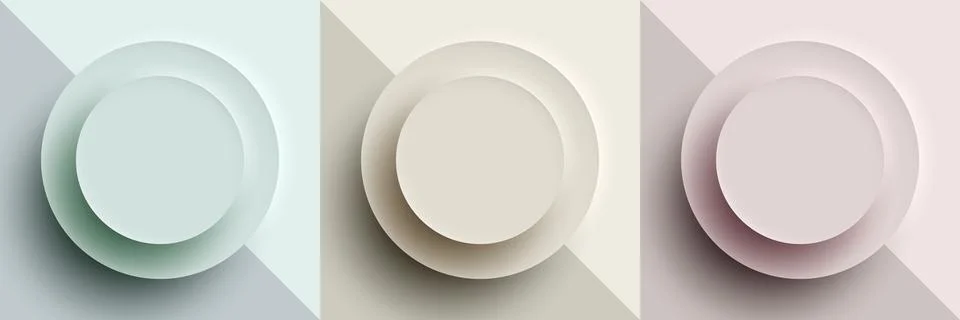 Soft pastel abstract background with large circle in modern neumorphic 3d d.. Illustrazione stock