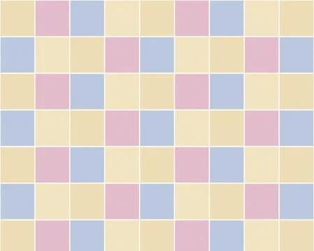 A soft pastel checkerboard pattern in beige, pink, and blue, creating a cal.. Illustration