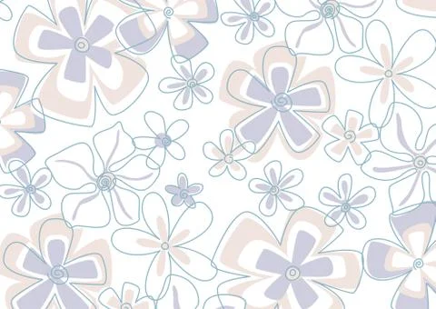 Soft pastel colored Floral pattern on transparent background,flowe.Fabric print. 스톡 일러스트