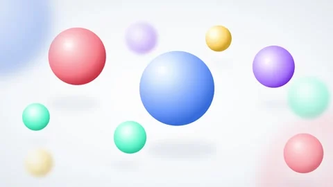 Soft pastel colored spheres floating in a bright white background with subt.. 動画素材 336365218