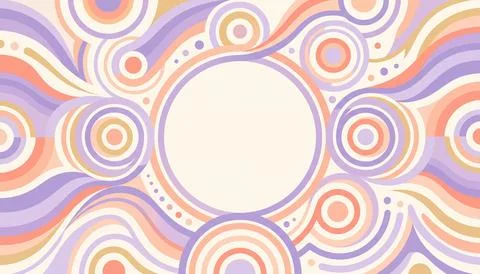 Soft pastel decorative background with geometric concentric circles and wav.. Stock Illustration