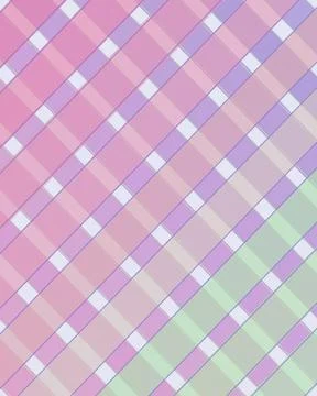 A soft pastel diagonal plaid pattern in pink, mint, and purple highlights, .. Stock Illustration