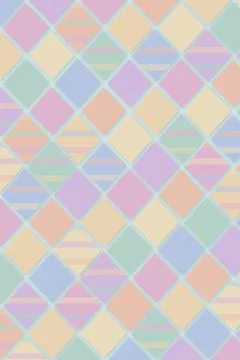 Soft pastel diamond grid pattern with gentle stripes and mint outlines, cre.. Illustrazione stock