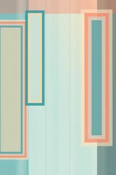A soft pastel geometric layout of layered rectangles in mint, coral, and cr.. Stock Illustration