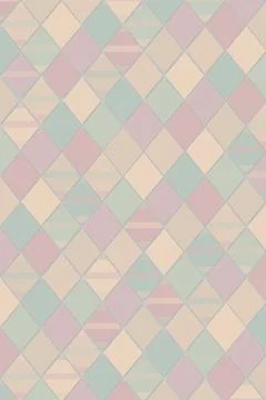 A soft pastel geometric rhombus pattern fills the frame with pink, mint, an.. Stock Illustration