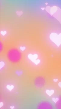 Soft pastel gradient background with glowing heart shapes, creating a romanti Stock Illustration