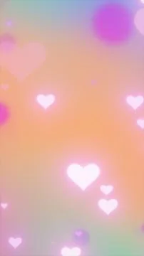 Soft pastel gradient background with glowing heart shapes, creating a roman.. Stock Illustration