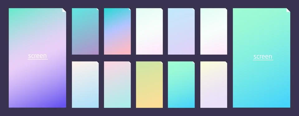 Soft pastel gradient smooth and vibrant color background set for devices Stockillustratie