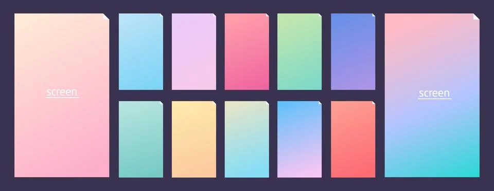 Soft pastel gradient smooth and vibrant color background set for devices Stock Illustration