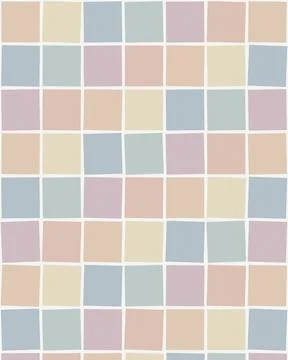 A soft pastel grid of overlapping colored squares creates a calm, modern pa.. Illustrazione stock