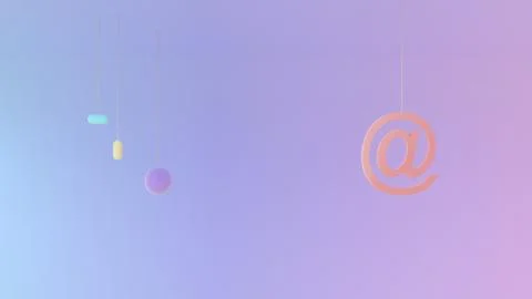 Soft pastel hanging composition with capsules sphere and at symbol on gradi.. Stock Illustration