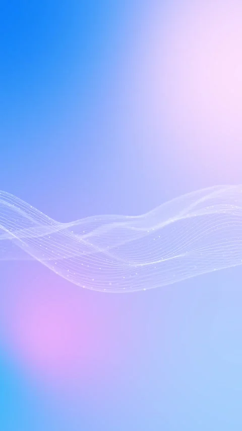 Soft pastel mesh wave backdrop blue pink gradient, glowing white line curves Stock Footage 334119470