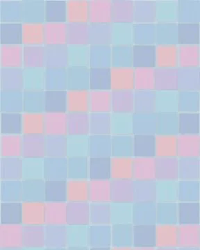 A soft pastel mosaic pattern of blue and pink squares creates a calm, moder.. Stock Illustration