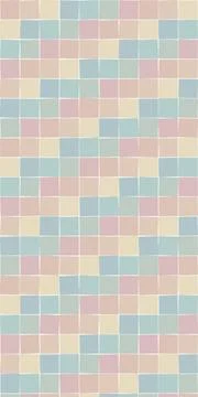 A soft pastel mosaic tile pattern in pink, blue, and beige tiles creates a .. 스톡 일러스트