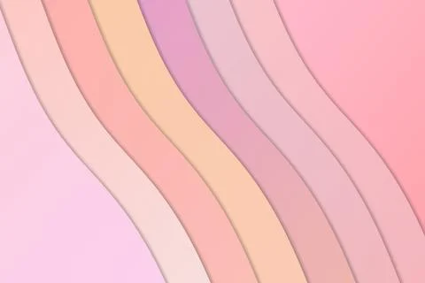 Soft Pastel Pink Wavy Abstract Background – Pastel Paper Cut Graphic Vector Stock Illustration