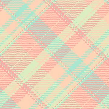 Soft pastel plaid pattern.  Diagonal lines in peach, mint, and cream create a Stock Illustration