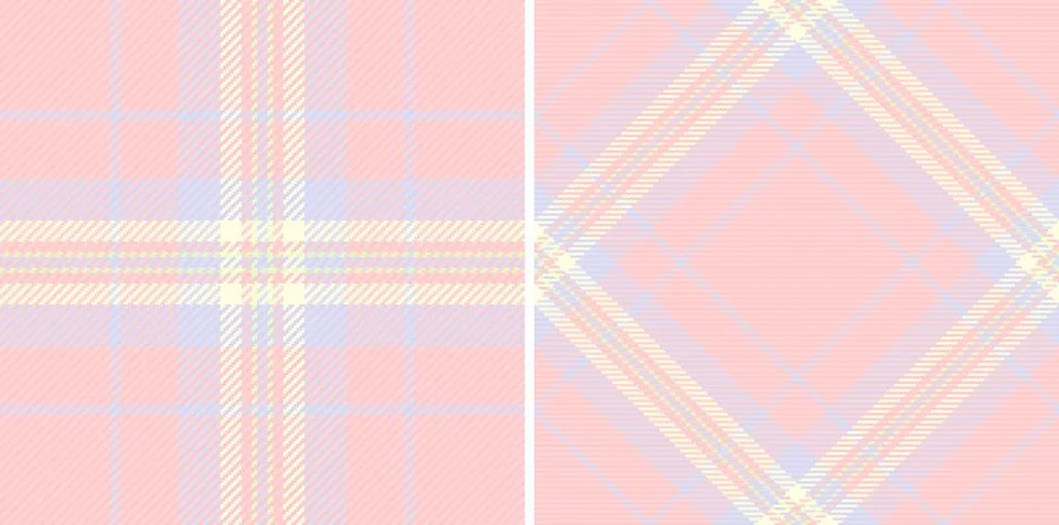 Soft pastel plaid pattern duo with pink, blue, and yellow hues. Ideal for bac Illustrazione stock