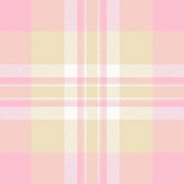 This soft pastel plaid pattern features a timeless herringbone weave in pink, Stock Illustration