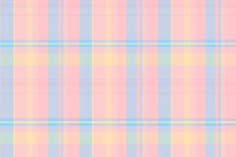 Soft pastel plaid pattern with intersecting lines in pink, blue, yellow, and  Stock Illustration