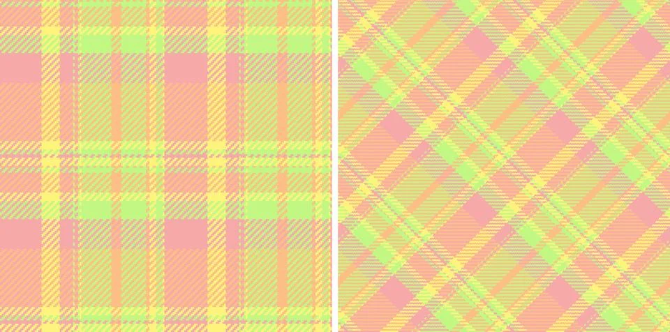 Soft, pastel plaid pattern in pink, yellow, green, and orange. Traditional ta Stock Illustration
