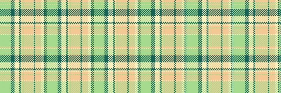 Soft pastel plaid pattern in spring green, peach, and cream.  Ideal for texti Stock Illustration