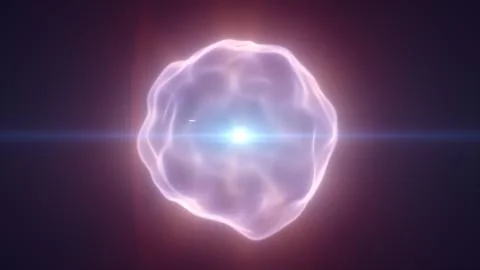 Soft pastel plasma energy sphere with blue lens flare and translucent wave .. Stock Illustration