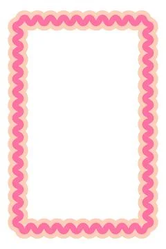 Soft Pastel Rectangle Frame Vector Illustration Decorative Scalloped Border.. Stock Illustration