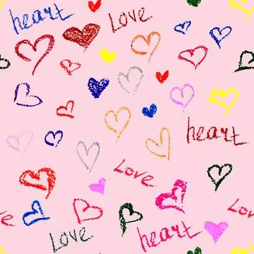 Soft Pastel Seamless Pattern of Hearts. Wedding And Valentine's Day Concept Stock Illustration