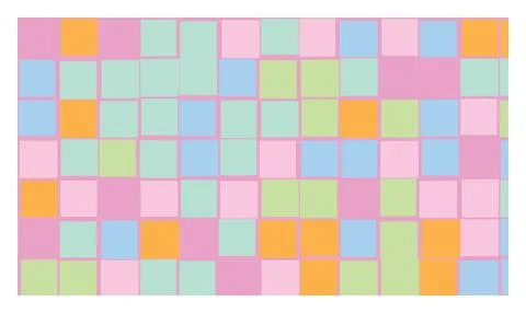 Soft pastel square grid background featuring various light colored tile arr.. Stock Illustration
