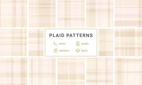 Soft pastel tartan seamless pattern offers a classic, minimalist look. Ideal  Stock Illustration