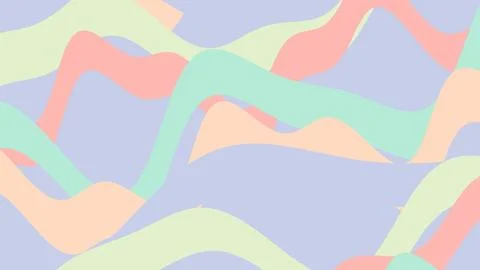 Soft pastel waves weave across a light lavender background, creating an abstr Stock Illustration