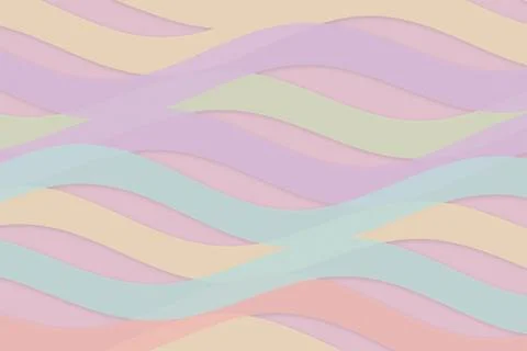 A soft pastel wavy ribbon pattern in pink, cream, and aqua creates a calm, .. Illustrazione stock