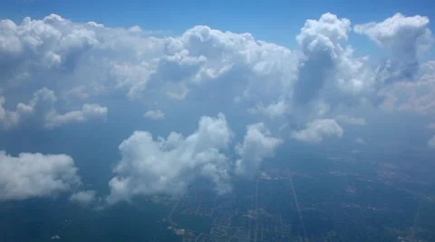 Soft Peaceful Clouds Moving By Quickly, as Seen From Air Video stock 40734899