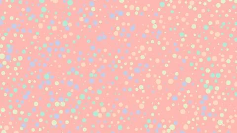 Soft peach background dotted with pastel circles in blue, green, yellow and p Ilustración de archivo