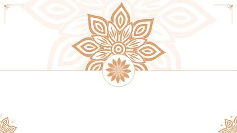 Soft peach mandala linework creates a graceful upper border on a bright whi.. Stock Illustration