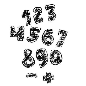 Soft Pencil Hand Drawn Kid Vector Numbers Stock Illustration