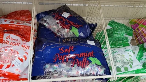 Soft Peppermint Puffs Grocery Stock Footage 197124916