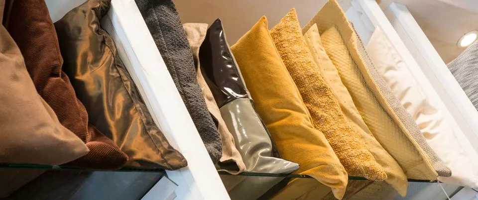 Soft pillows in row Stock Photos