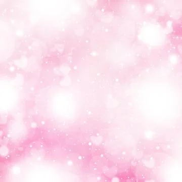 Soft pink and white background with hearts and circles Stock Illustration