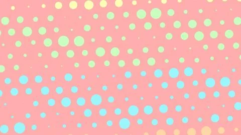 Soft pink background adorned with scattered pastel dots in green blue and yel 库存插图