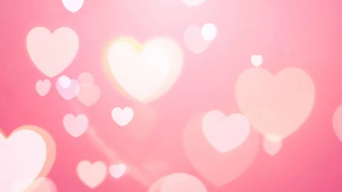Soft pink background with bokeh floating hearts. Stock Footage 297550195