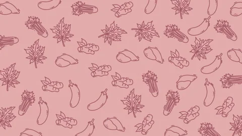 Soft pink background with vegetable outlines Stock-Footage 333466464