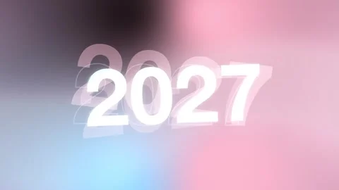 Soft pink blue gradient background with large glowing 2027 New Year numbers Stock Footage 341857050