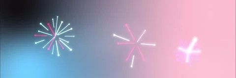 Soft pink blue gradient with glowing stylized fireworks, Loop Animation Stock Footage 341856763