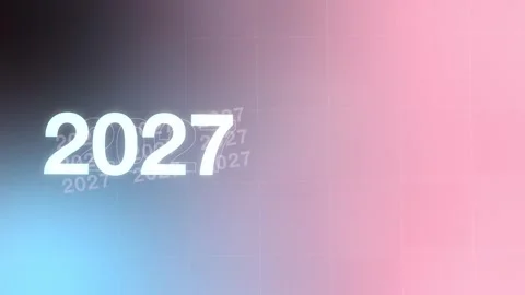 Soft pink blue gradient with glowing 2027 New Year numbers, Seamless Loop Stock Footage 341857224