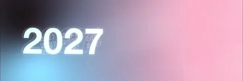 Soft pink blue gradient with glowing 2027 New Year numbers, Loop Animation Stock Footage 341857994